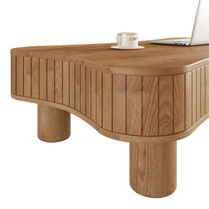 English Elm Lift Top Coffee Table with Fluted Panels Hidden Storage and Hydraulic Rise for Living Rooms W1445P317476