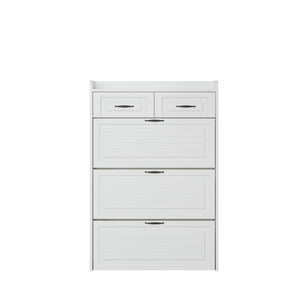 English Elm 1250 White Shoe Cabinet With 3 Drop-Down Doors & 2 Drawers – Stylish, Space-Saving Storage Solution! W1320P236450