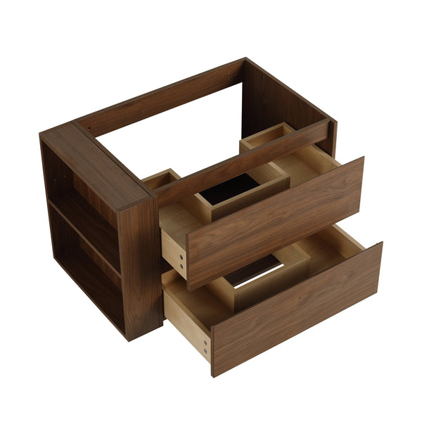 English Elm 30" Wall Mount Bathroom Vanity With Ceramic Sink & Soft-Close Drawers For Modern Storage Solutions W999S00207