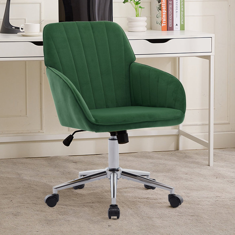 English Elm TY Velvet Ergonomic Office Chair with Memory Foam Cushion, S-Curve Lumbar Support, Green Comfort W2311P277205