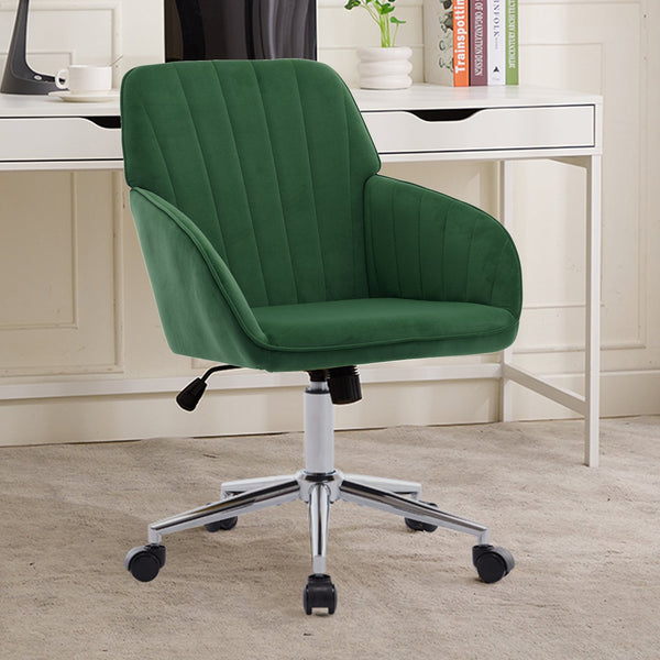 English Elm TY Velvet Ergonomic Office Chair with Memory Foam Cushion, S-Curve Lumbar Support, Green Comfort W2311P277205