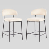 Modern Curved Back Counter Stool - Set of 2 Ivory ALSD7DIV Walker Edison