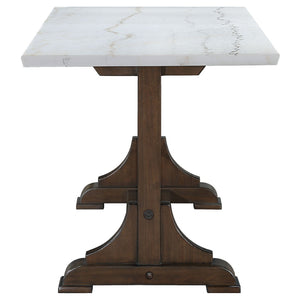English Elm Tremont Genuine Marble Top Trestle Counter Height Dining Table Seats Six B062S01392