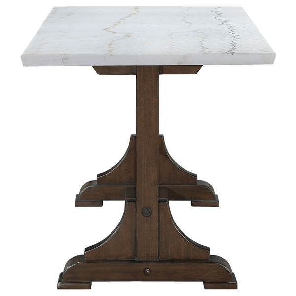 English Elm Tremont Genuine Marble Top Trestle Counter Height Dining Table Seats Six B062S01392