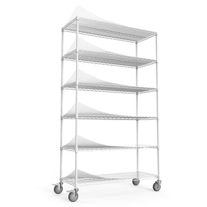 English Elm 6 Tier Wire Shelving Unit - 6000 Lbs Capacity, Adjustable Heavy-Duty Metal Rack With Wheels & Liners W1550119262