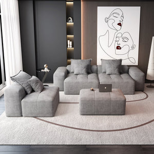 English Elm Modern Oversized Modular Sectional Sofa - Cozy Chenille, 6 Pillows, No Assembly, Flexible Layouts, Grey W1885S00076