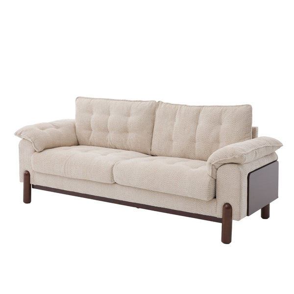 English Elm 83.5 In. Three Seat Boucle Sofa with Looped Texture and Lumbar Support for Living Rooms Beige N773IS00096B