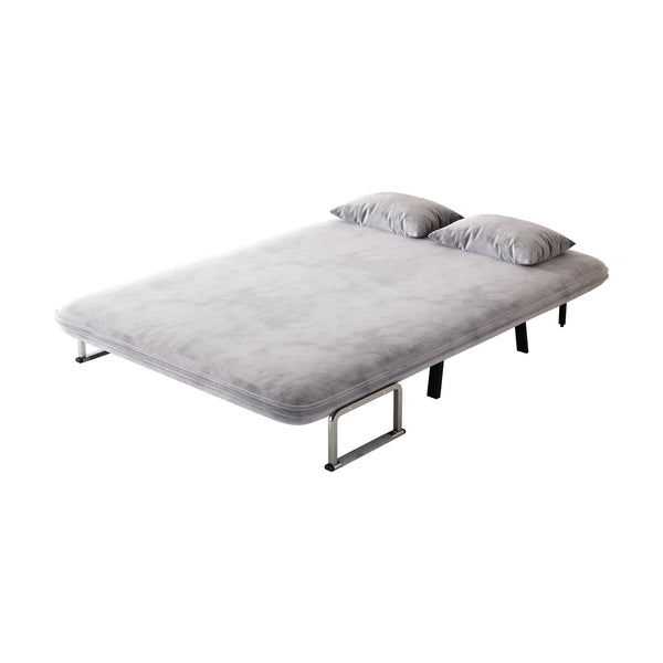English Elm velvet 55″ Convertible Chair Bed with 18.1" Height, Tri-Fold Sleeper Sofa, Plush Light Gray Comfort W1767P145839