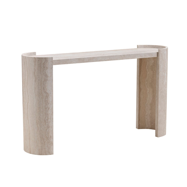 English Elm 53.15 Faux MARS Marble Entryway Table - Narrow Modern Beige Console 64.17"L x16.54"W Slim MDF Hallway Table (Wall-Mount Recommended) W2582P280028