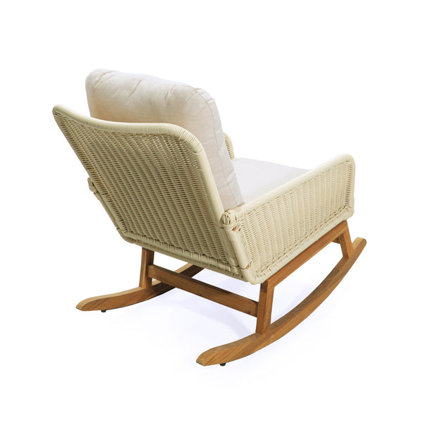 English Elm Christopher Knight Home® - Modern 3-Piece Outdoor Seating Set with Cushioned PE Rattan Rocking Chairs and Wood Accent Table, Chic Patio Retreat Ivory N767P229004C002_63163.00