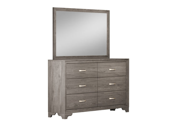 English Elm Modern Six Drawer Wood Dresser with Gold Hardware and Sculptural Legs for Bedroom B011P448745