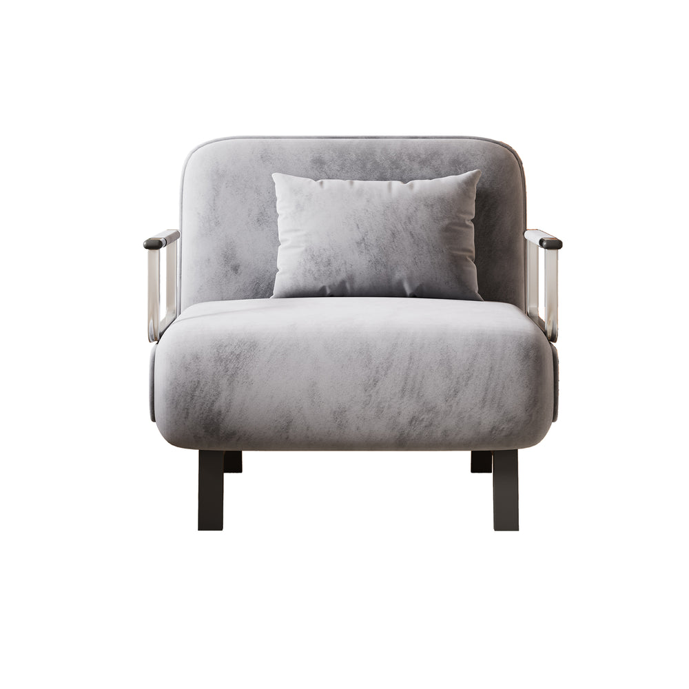 English Elm 31.5″ Convertible Chair Bed with Tri-Fold Design, Adjustable Backrest, Plush Pillow, Durable Frame for Home Comfort and Office Lounging Light Gray W1767P220576