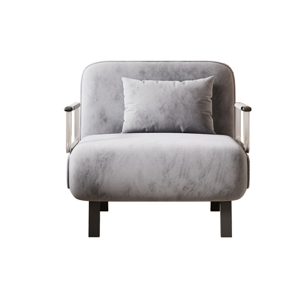English Elm 31.5″ Convertible Chair Bed with Tri-Fold Design, Adjustable Backrest, Plush Pillow, Durable Frame for Home Comfort and Office Lounging Light Gray W1767P220576