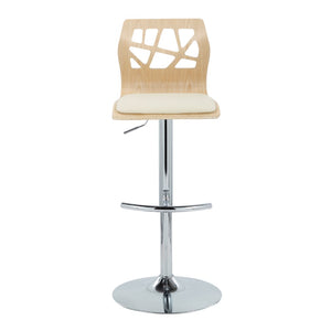 English Elm Adjustable Swivel Barstools Mid-century Modern Walnut and Cream Faux Leather Set of 2 B202S02182
