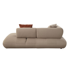 English Elm Carrick 3‑Piece Beige Sandwich Mesh Sectional Sofa with Ottoman — Chenille Accents, KD Legs, Foam Comfort B2726S00395