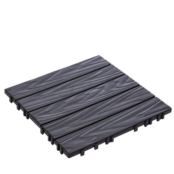 English Elm 68-pack Interlocking Plastic Deck Tiles Wood Grain Waterproof Outdoor Patio Floor Set W1578P454036