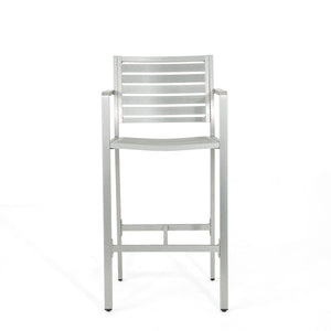 English Elm Christopher Knight Home® - Outdoor Rust-Proof 29.5" Wicker Barstools Set of 2 — Lightweight Aluminum Frame, Weather-Resistant Seating Silver 60011.00SIL