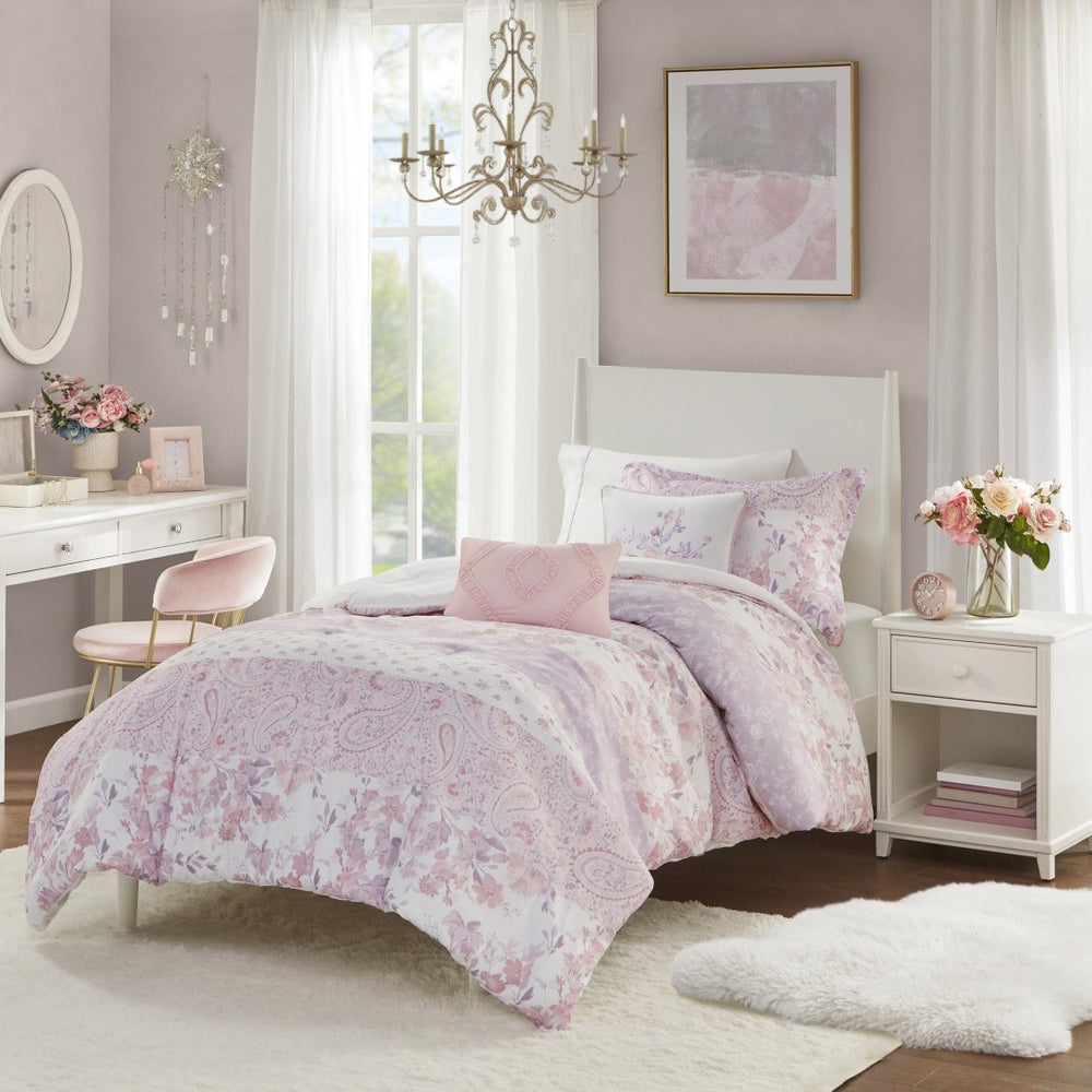 English Elm Floral Paisley Comforter Set Romantic Vintage Bedroom Polyester Hypoallergenic 5 Piece B035P294218