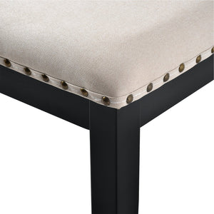 English Elm 6-Piece Kitchen Dining Set with 60" Rectangular Table, Tufted High-Back Chairs & Bench, Durable Wood Black N752S001080B