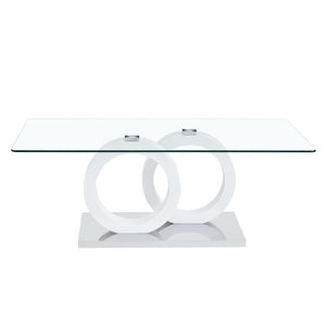 English Elm Contemporary Glass-Top Coffee Table with Circular MDF Base, Clear Glass, Eco-Friendly, 47.2"x25.6"x17.8" W3226P279047