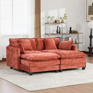 English Elm Cloud Loveseat Modern Sectional with Chenille Upholstery for a Cozy Living Space Orange W1143S00059
