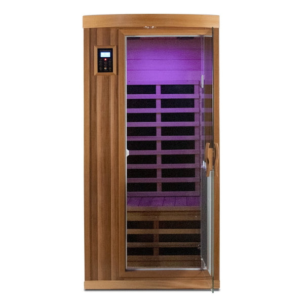 English Elm Low Emf Far Infrared Cedar Sauna with Bluetooth Audio and Eight Heating Panels W632S00023