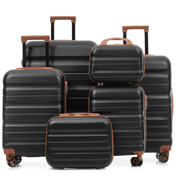 English Elm 6-piece Abs Hardshell Suitcase Set Spinner Wheels Nested Storage Travel Ready N730P262652B