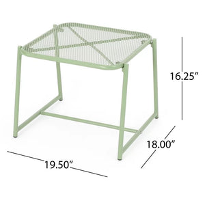 English Elm Christopher Knight Home® - ELBA Industrial Mesh Side Table 15.5"H — Powder-Coated Iron Frame, Modern Rounded Edges, Durable Design Green 65204.00GRN