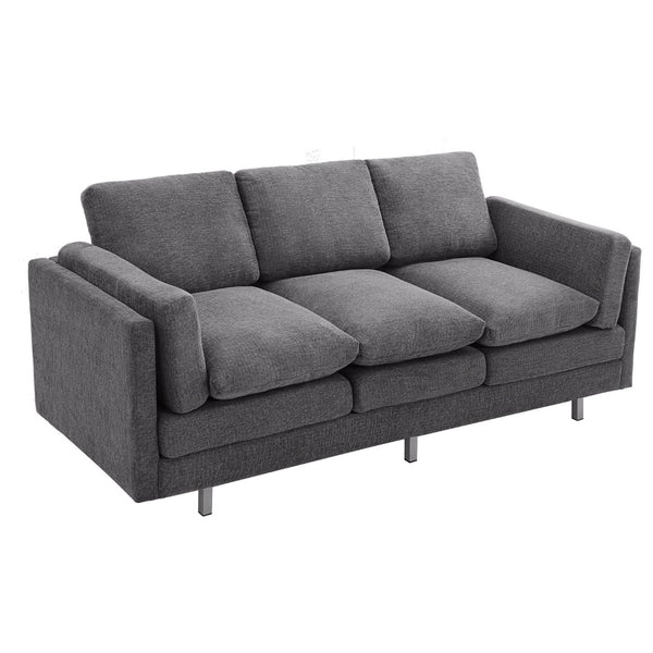 English Elm Modern Three Seat Chenille Sofa with Pocket Spring Cushions for Living Rooms Grey N763P351754E