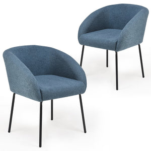 English Elm Kitchen Mid-Century Dining Chairs Set of 2 with Rattan Backrest, Cantilever Aluminum Legs, 300lb Capacity Blue T3623P408497