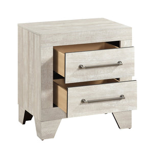 English Elm Contemporary Dusty Gray Oak Nightstand with 2 Dovetail Drawers, Silver Bar Pulls, Durable Wood Finish B011P323476