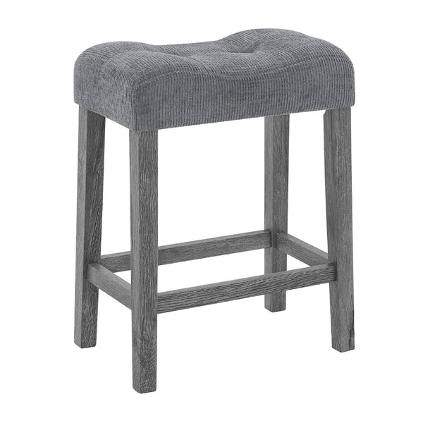 English Elm 59 Inch Bar Table Set with Power Outlet Rubberwood Frame and 3 Linen Stools Grey W2972P385254