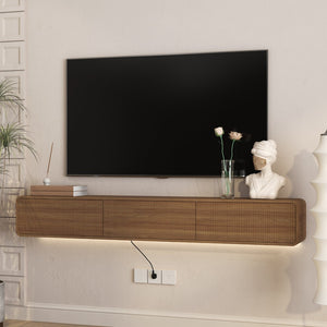 English Elm Floating Wall Mounted Tv Stand with Led Ambiance for Modern Living Rooms 69 Inch W1321P450663
