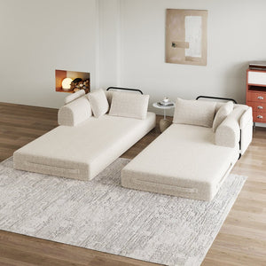 English Elm 78.7-Inch Convertible Sleeper Sofa Bed with Chenille Upholstery, Side Storage Pocket, No Assembly Required W834P380494