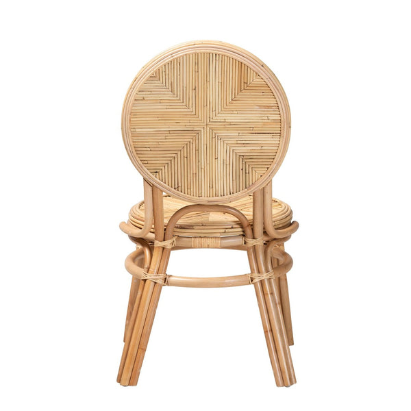 English Elm Modern Bohemian Rattan Woven Metal Dining Chairs Set of Two for Eclectic Spaces B2750P420380