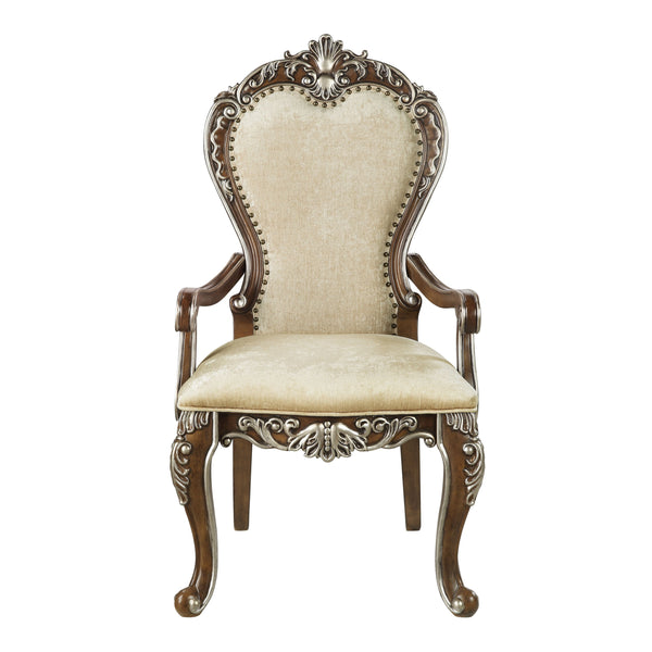 English Elm Latisha Upholstered Side Chair with Padded Back, Nailhead Trim and Sturdy Rubberwood Frame, Set of 2 Oak 47.24 L x 25 W x 14.96 H B2726P296304