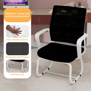 English Elm Minimalist breathable mesh office chair with curved support, cushioned seat, stable iron frame for long workdays White+Black W1935P338539