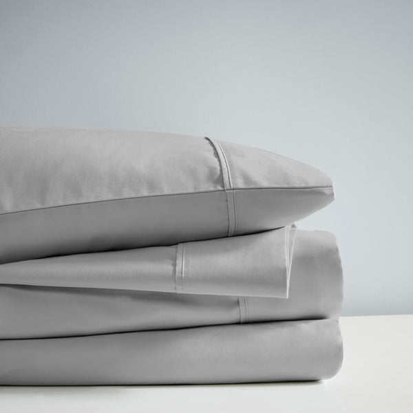 JLA Home Madison Park - HeiQ Smart Temperature Cotton Blend Cooling 4-Piece Sheet Set with HeiQ Smart Temp, Deep Pockets, OEKO-TEX Grey MP20-8924