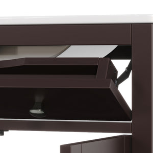 English Elm Christopher Knight Home® - 30" Bathroom Vanity with Ceramic Sink, Solid Wood Legs, Adjustable Shelf, Tip-Out Tray, Soft-Close Hinges, Silver Knobs, Moisture-Resistant Finish Dark Brown N817P286250D