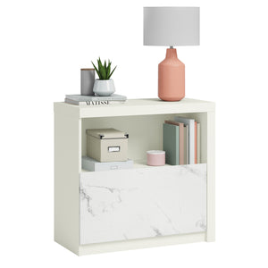 English Elm Lateral File Cabinet In Sleek White Finish - Compact Storage Solution For Modern Workspaces & Homes B356P354495