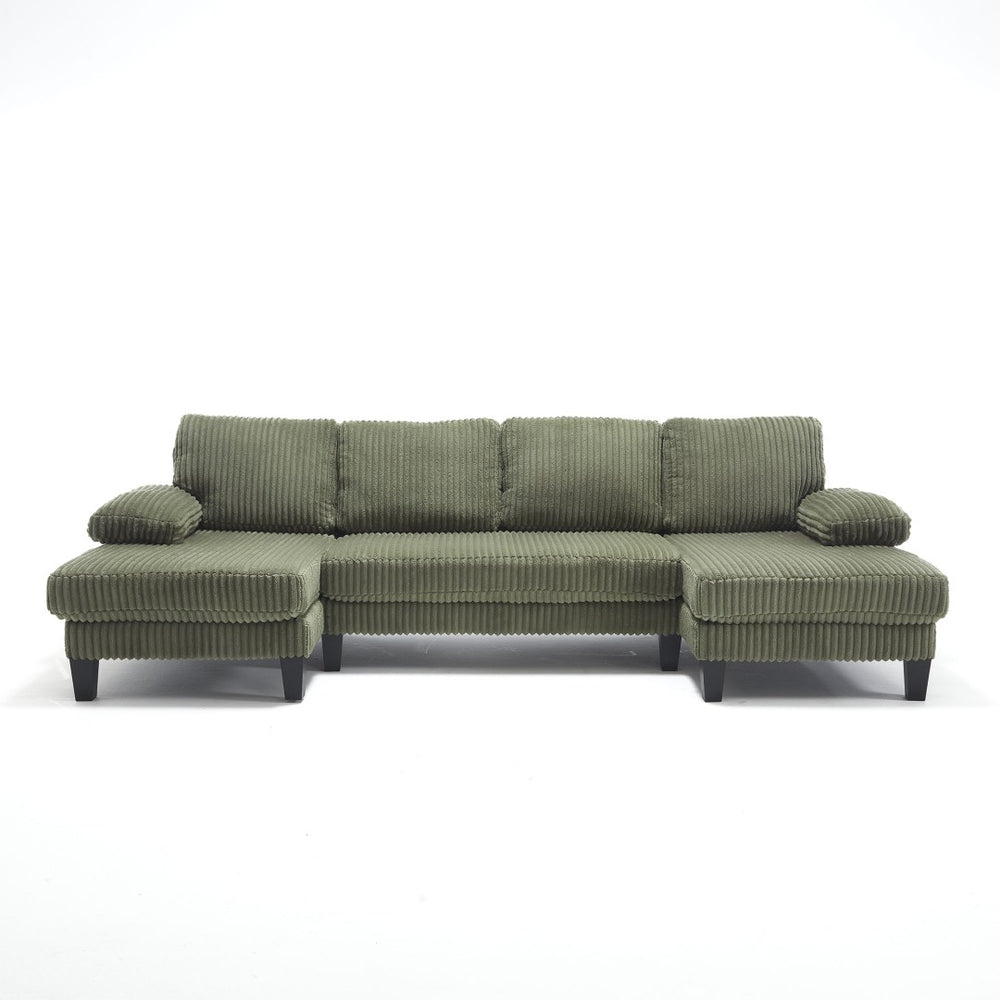 English Elm Modern U-Shaped 4-Seat Sofa With Double Chaise - Luxurious Velvet Couch For Stylish Living Spaces W2705S00016-GIGA