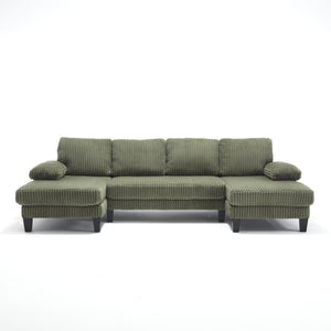 English Elm Modern U-Shaped 4-Seat Sofa With Double Chaise - Luxurious Velvet Couch For Stylish Living Spaces W2705S00016-GIGA