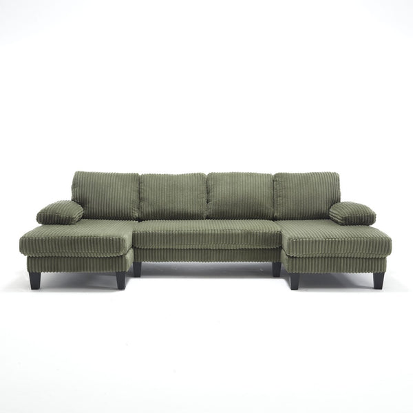 English Elm Modern U-Shaped 4-Seat Sofa With Double Chaise - Luxurious Velvet Couch For Stylish Living Spaces W2705S00016-GIGA