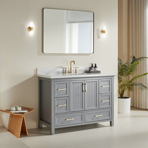 English Elm Fully Assembled Rubberwood Bathroom Vanity with Carrara Marble Top and Soft Close Doors W1826P211180