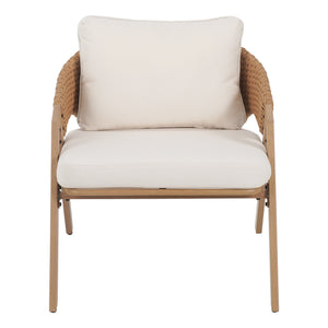 English Elm Christopher Knight Home® - Patio Weather-Resistant Wicker Chairs with Removable Water-Repellent Cushions, Durable Steel Frame Set Teak,White 39.5 L x 27 W x 16.5 H N776P271809B