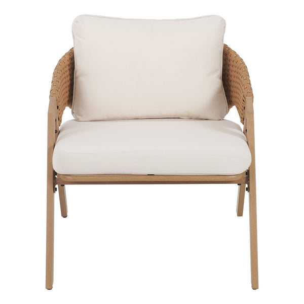 English Elm Christopher Knight Home® - Patio Weather-Resistant Wicker Chairs with Removable Water-Repellent Cushions, Durable Steel Frame Set Teak,White 39.5 L x 27 W x 16.5 H N776P271809B