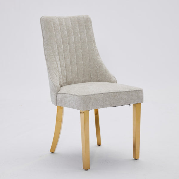 English Elm Rayon Upholstered Accent Dining Chairs Set Of 2 - Chic Chenille Fabric With Golden Stainless Steel Legs W1143P293313-GIGA