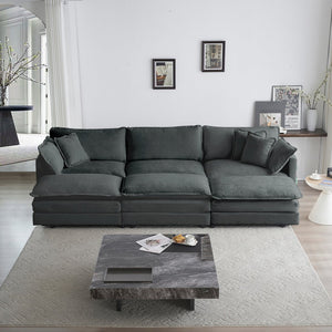 English Elm Comfortable Reversible Modular 6-Seater U-Shaped Sectional Sofa with Ottomans Pillows Chenille Comfort and Style Gray W714S00997
