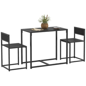 English Elm Homcom Industrial 3 Piece Dining Set Steel Legs Mdf Top Compact Kitchen Seating Black W2225P229082