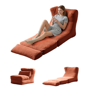 English Elm Cloud Corduroy Sleeper Chair Foldable High Density Foam Seat for Small Space Living Orange W1765P448612